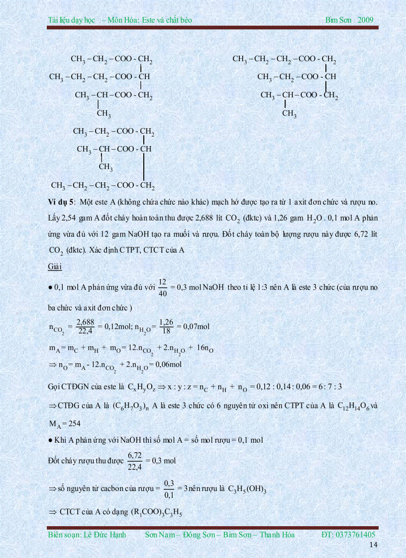 image for page Ôn tập Phần este và chất béo