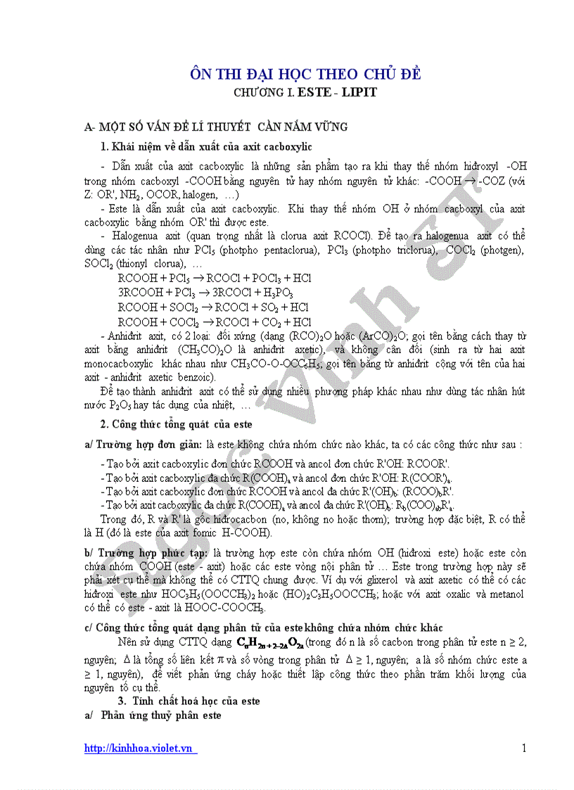 image for page Ôn thi ĐH hoá học theo chủ đề