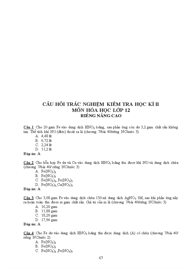 image for page Ôn thi môn Hoá 12 HK2