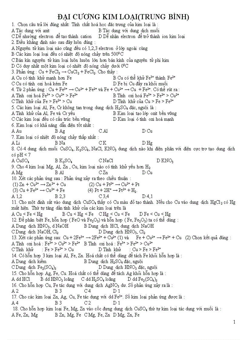 image for page On thi tot nghiệp đại học theo chuyen de KIM LOAI