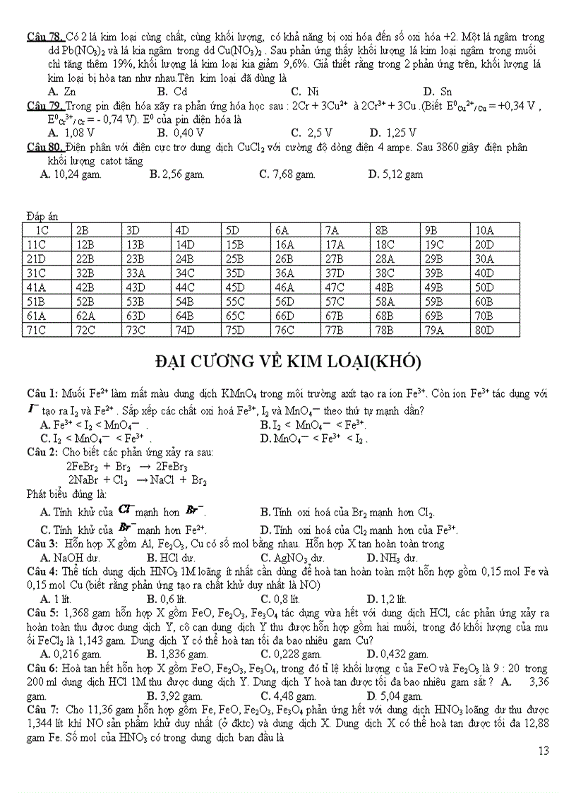 image for page On thi tot nghiệp đại học theo chuyen de KIM LOAI
