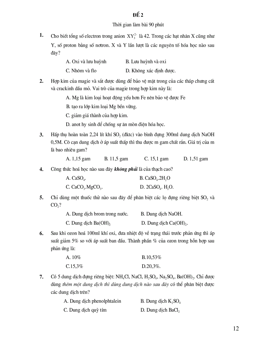 image for page P1 10 đề ts đh môn hóa có keys
