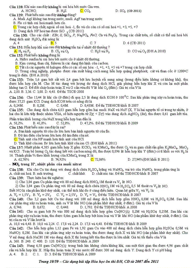 image for page Phan loai BT trong cac de thi 2007 2011