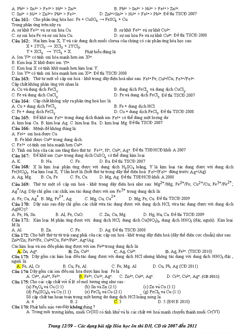 image for page Phan loai BT trong cac de thi 2007 2011