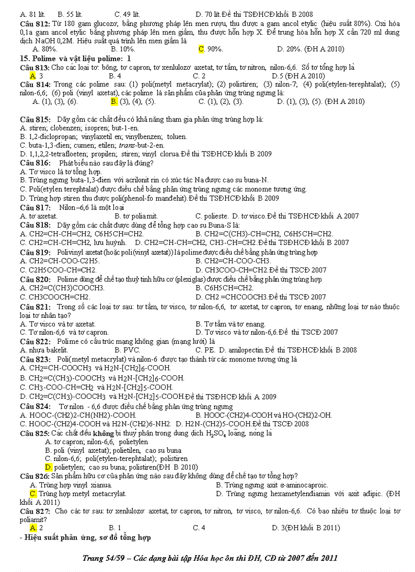 image for page Phan loai BT trong cac de thi 2007 2011