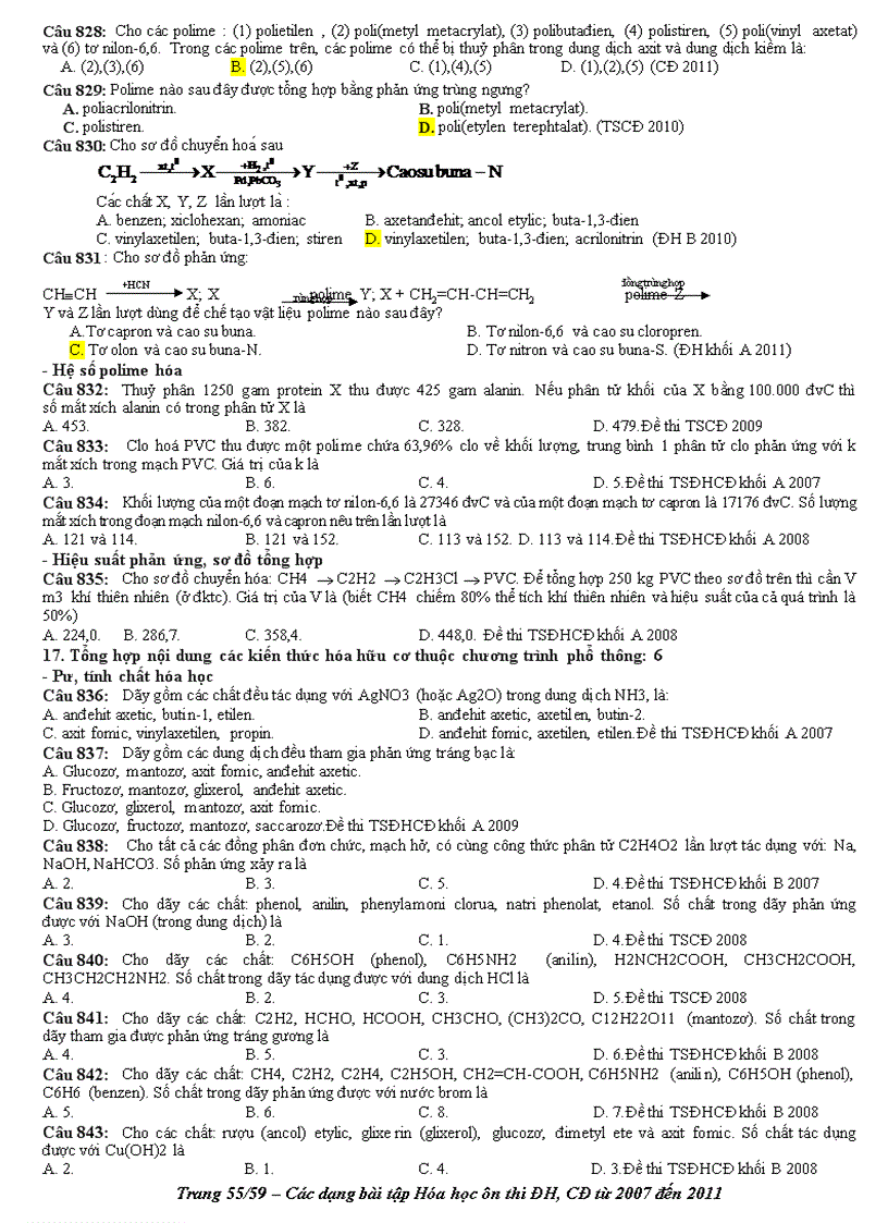 image for page Phan loai BT trong cac de thi 2007 2011