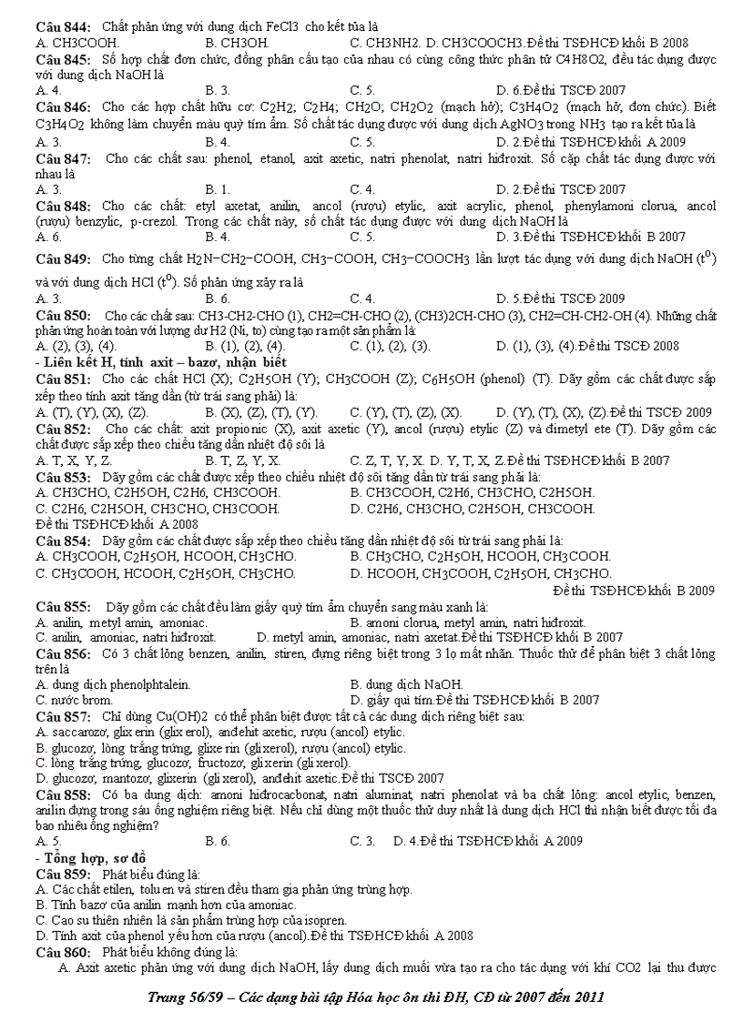 image for page Phan loai BT trong cac de thi 2007 2011