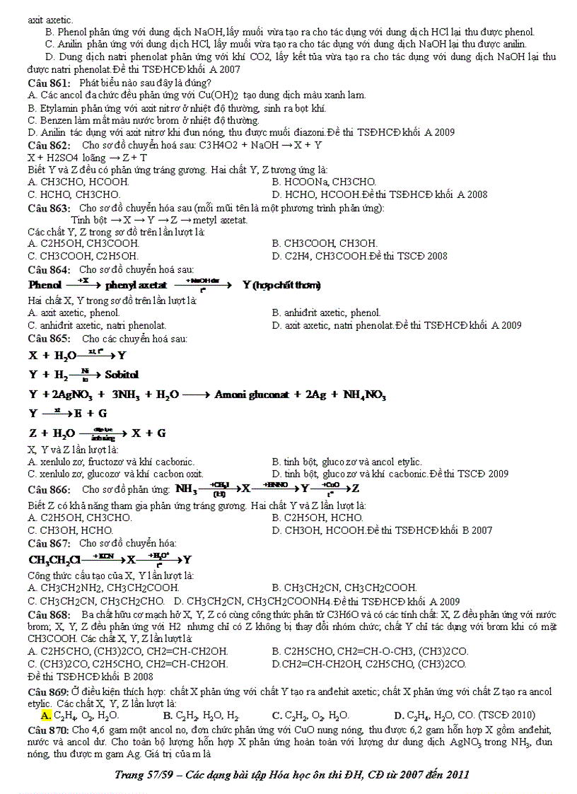 image for page Phan loai BT trong cac de thi 2007 2011
