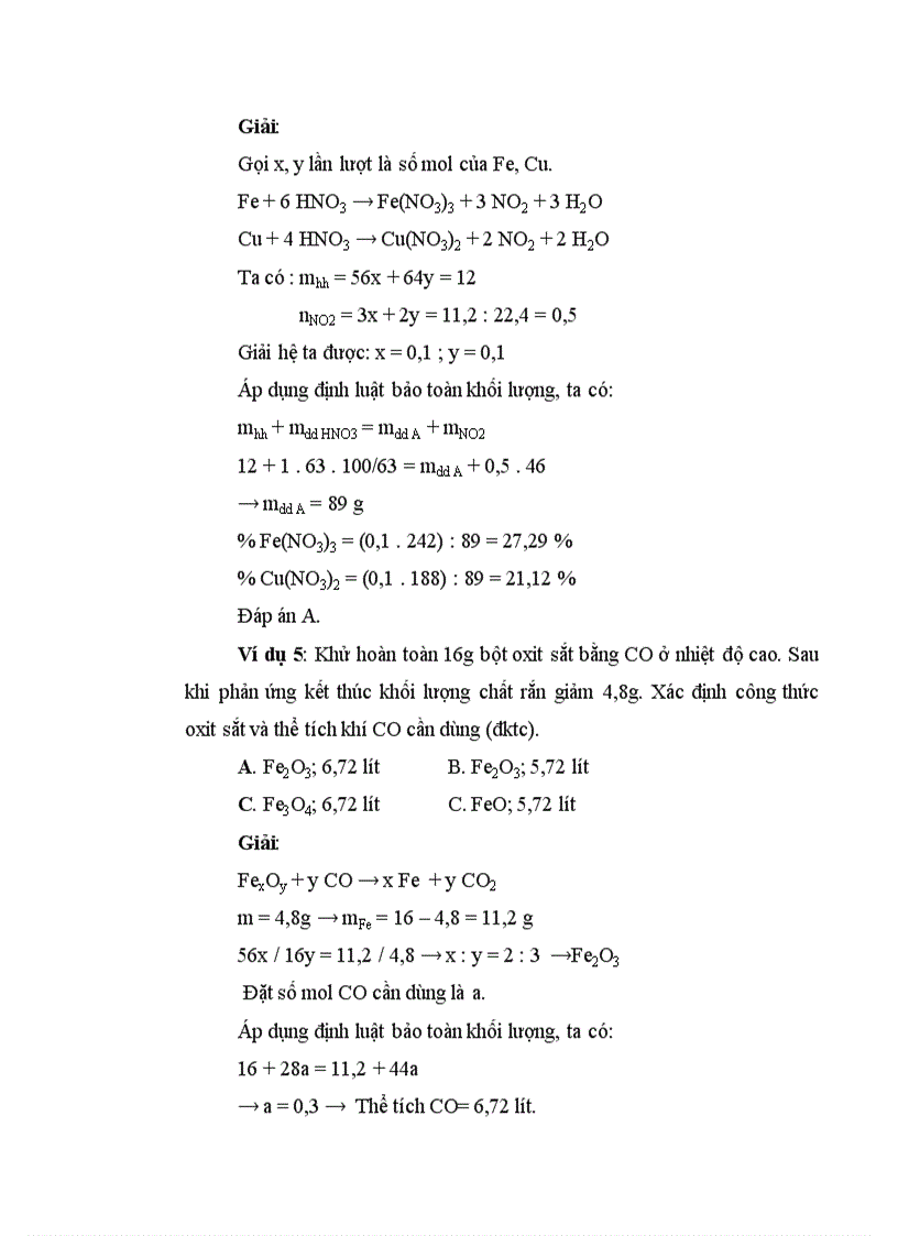 image for page Phuong pháp ap dung dinh luat bao toan khoi luong