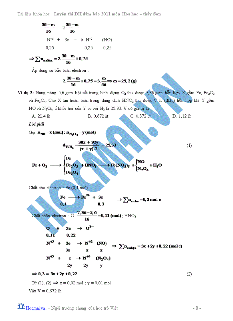 image for page Phương pháp bảo toàn mol electron