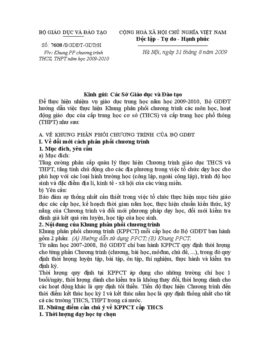 image for page Ppct hướng dẫn thực hiện môn hóa học thpt năm học 2009 2010