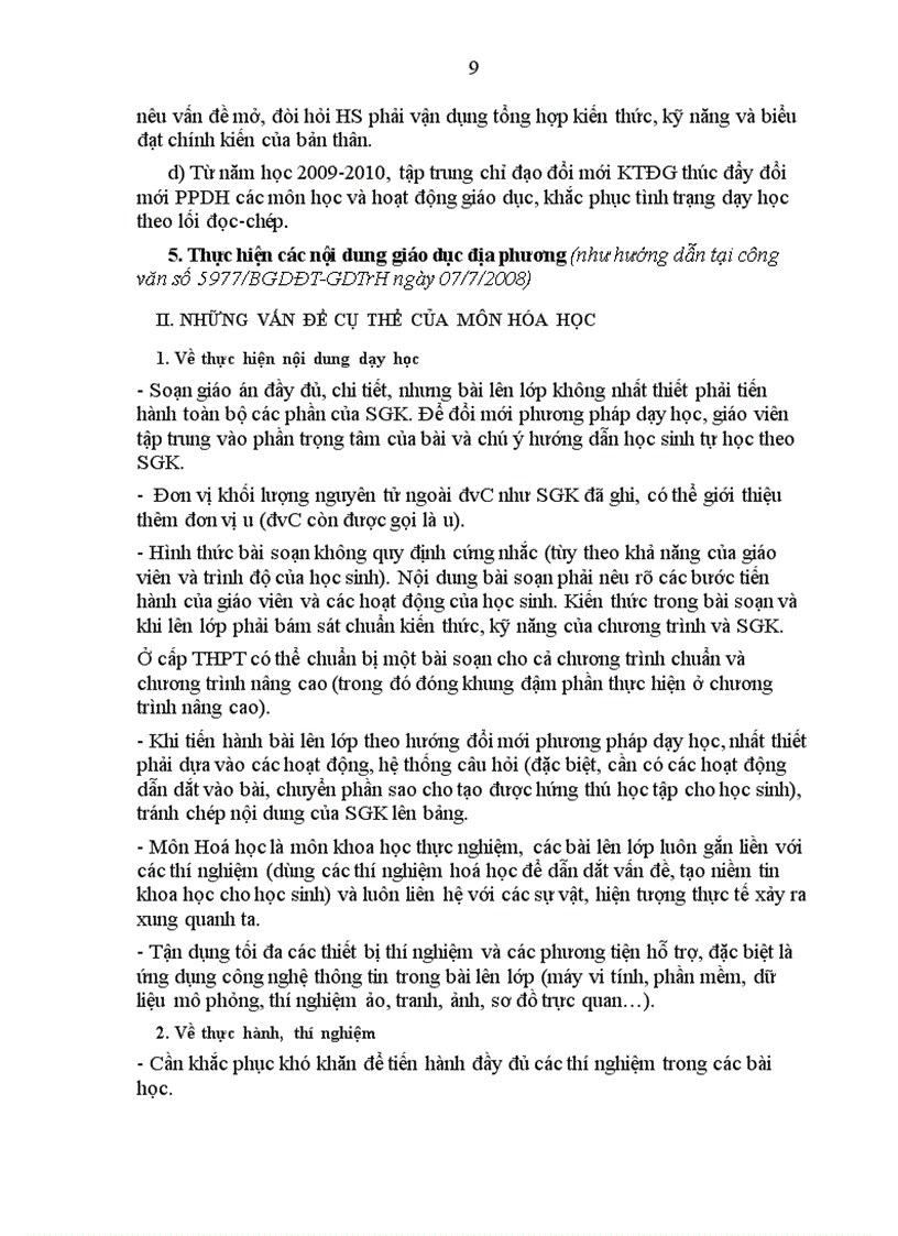 image for page Ppct hướng dẫn thực hiện môn hóa học thpt năm học 2009 2010