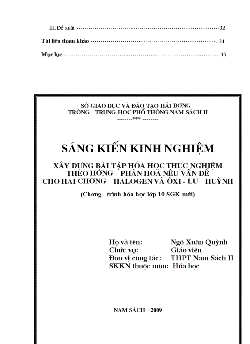 image for page SKKN Xây dựng và thiết kế bài tập thực nghiệm ứng trong chương halogen và oxi huỳnh