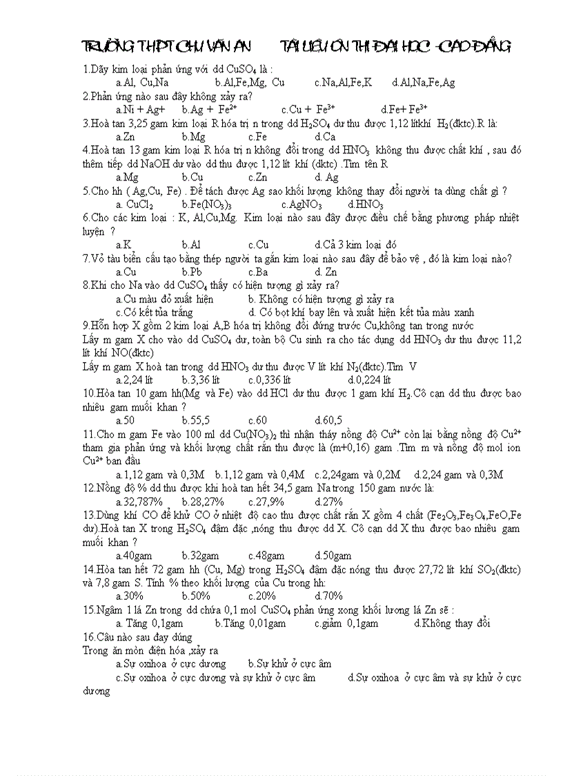 image for page Tài liệu luyện thi phần vô cơ