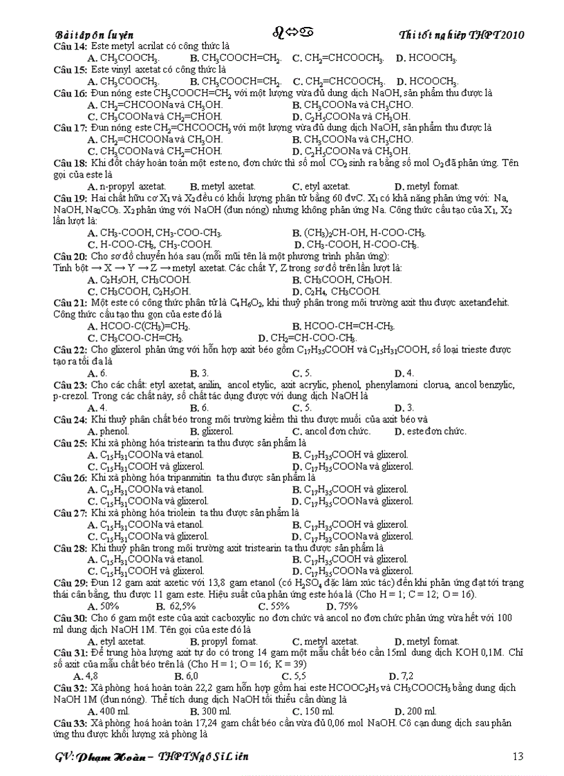 image for page Tài Liệu ôn thi TN hay