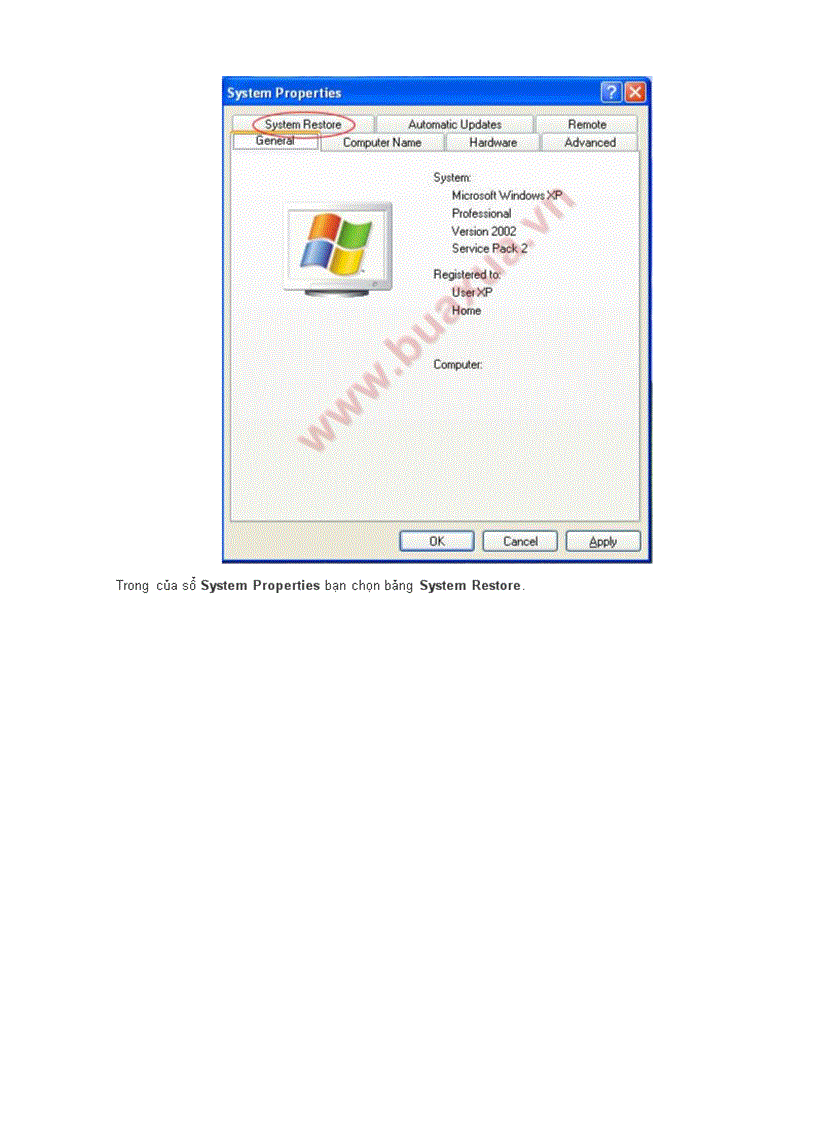 image for page Tat chuc nang System Restore cua Windows XP