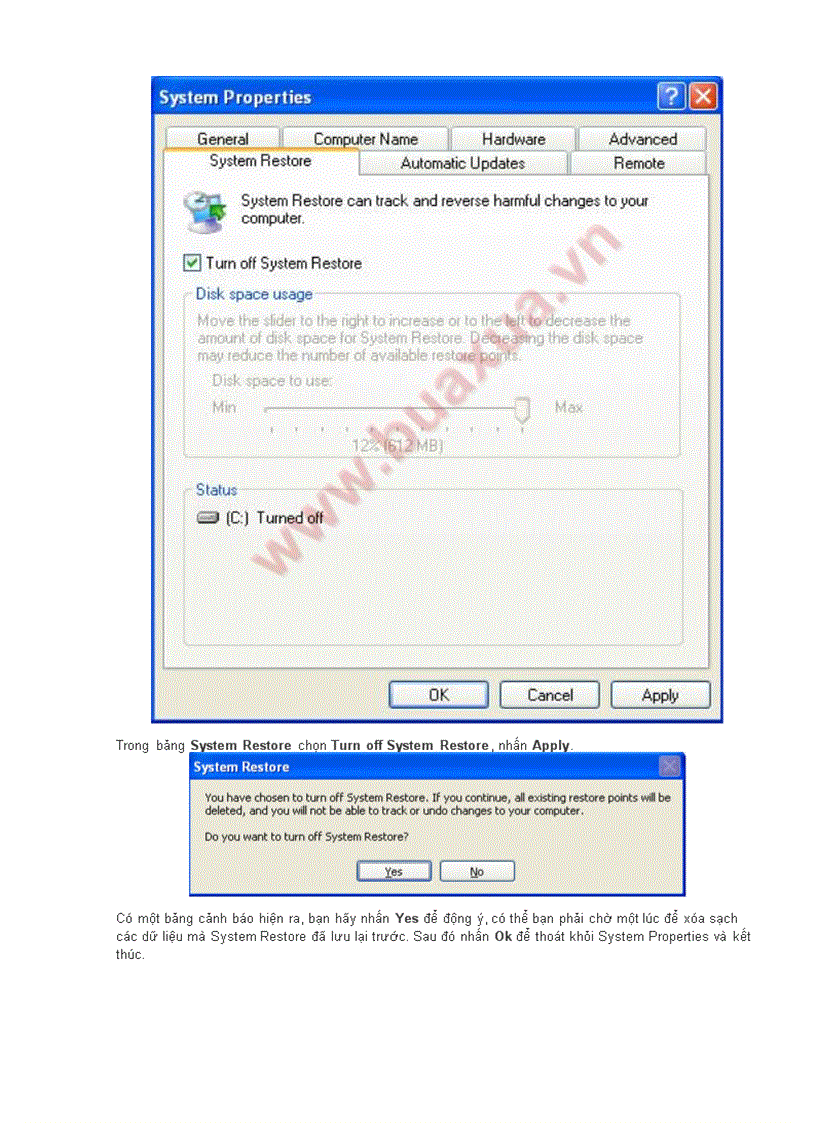 image for page Tat chuc nang System Restore cua Windows XP