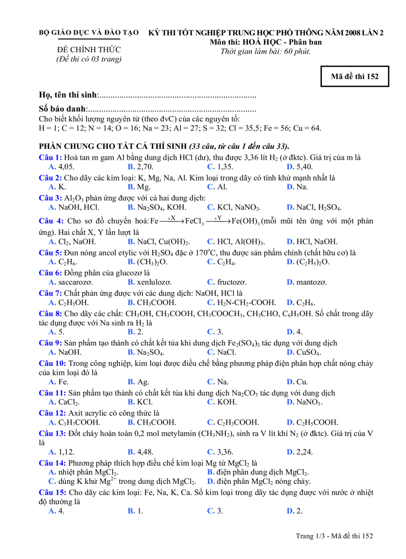 image for page Tham khảo TN Hóa 152
