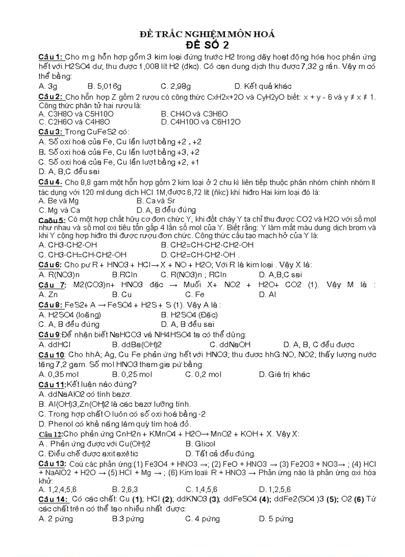 image for page Thi thử ĐH Hóa Học 06
