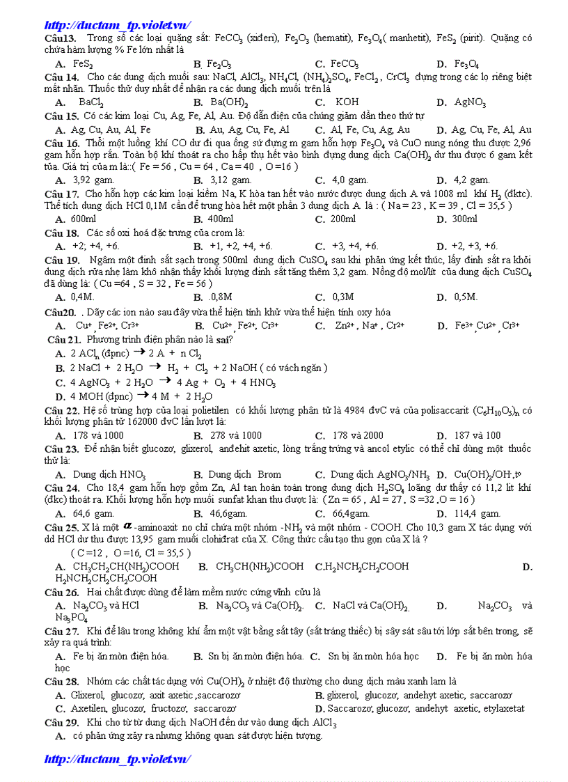 image for page Thi Thử TN Hóa 2010 số 9