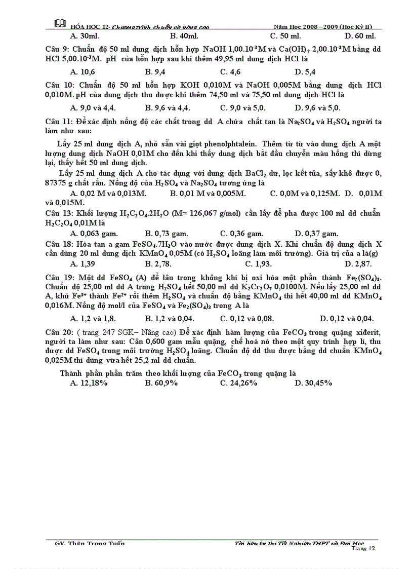 image for page Tn nhận biết và chuẩn độ dung dịch