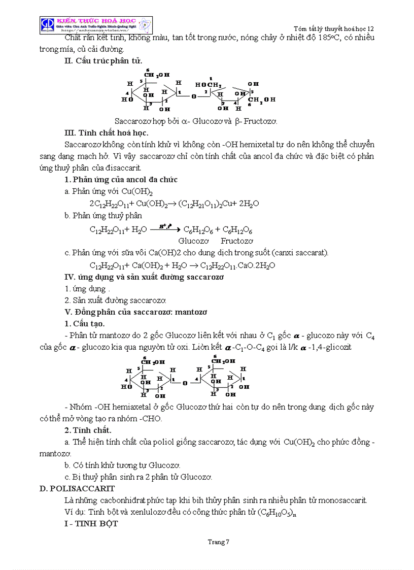 image for page Tóm tắt lý thuyết Hóa học lớp 12