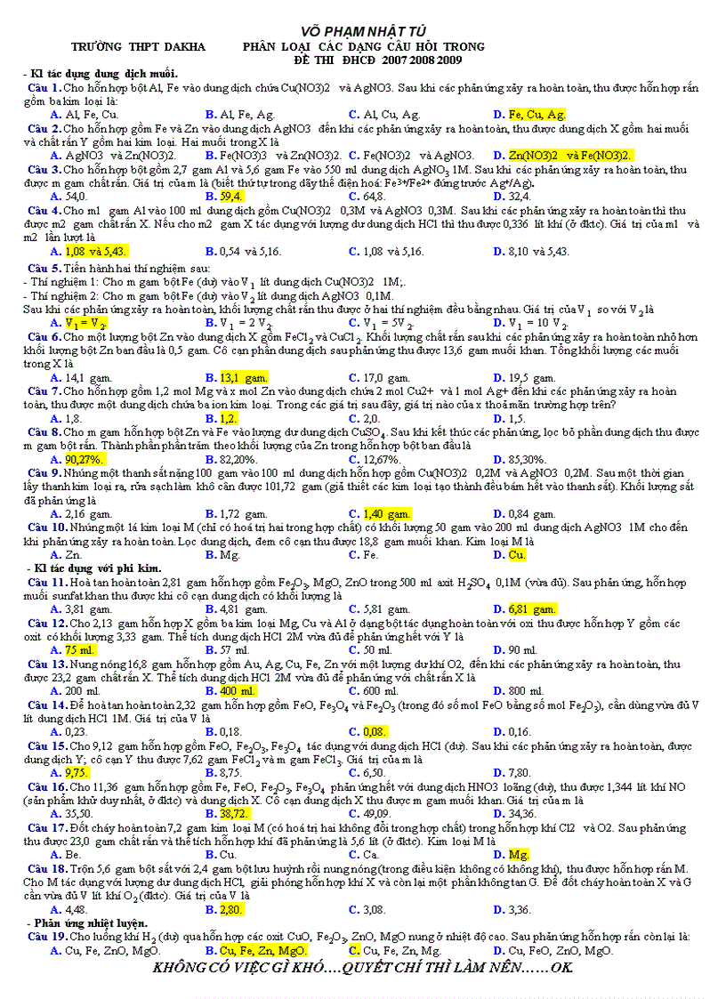 image for page Tổng hợp các dạng toán trong đề thi ĐH 2006 2009