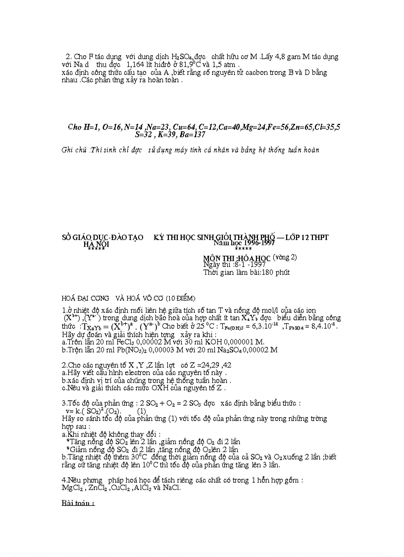 image for page Tổng hợp nhiều đề thi hsg Hoá Học 12 TP Hà Nội