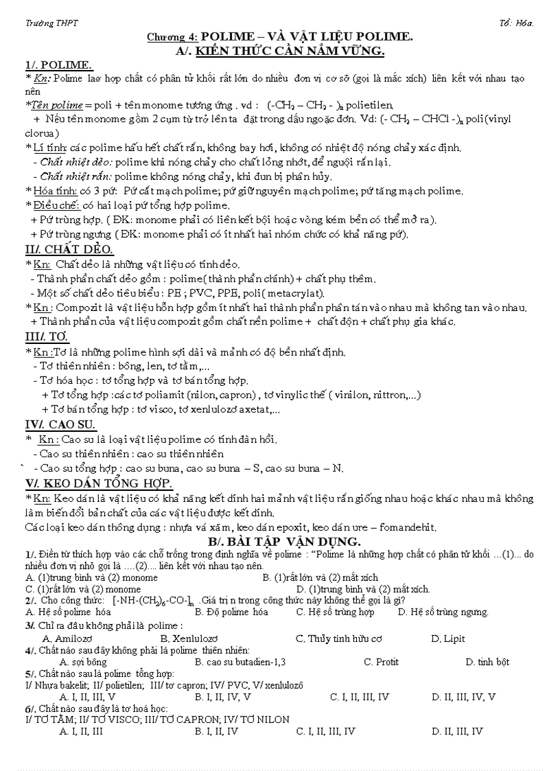 image for page Trac nghiem chuong polime moi