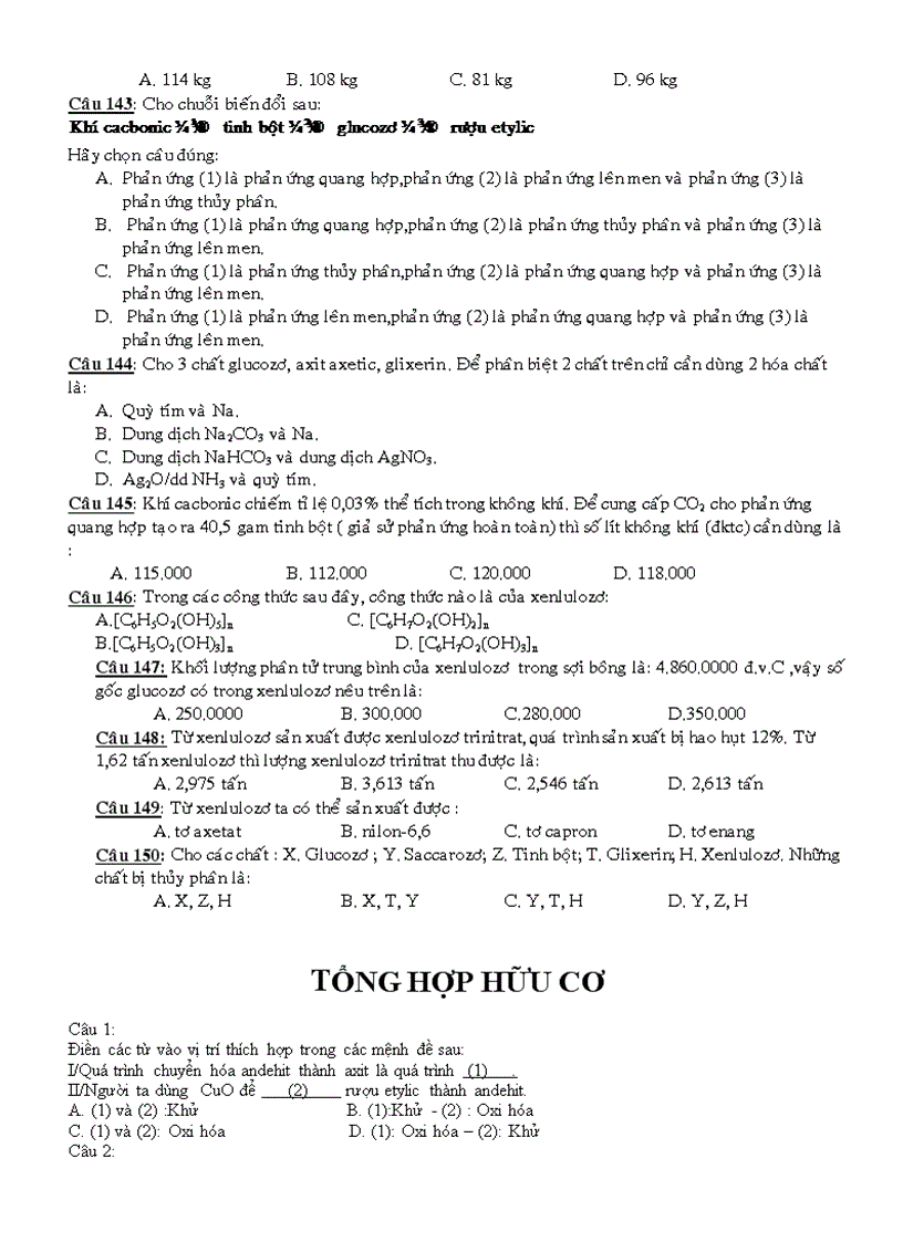 image for page Trac nghiem hoa 12 huu co HAY doc