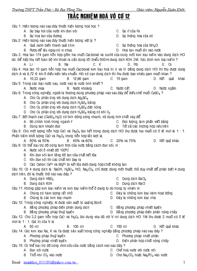 image for page Trac nghiem hoa vo co 12