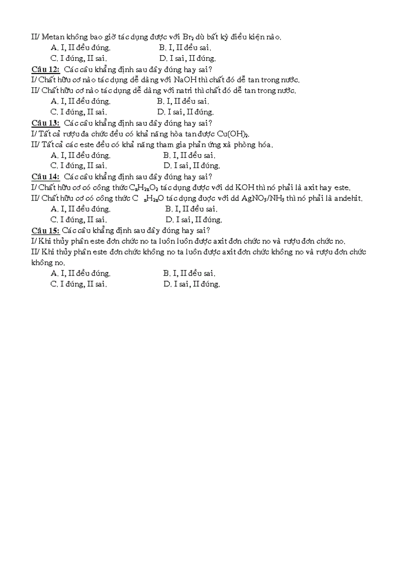 image for page Trắc nghiệm hữu cơ ôn tập 12