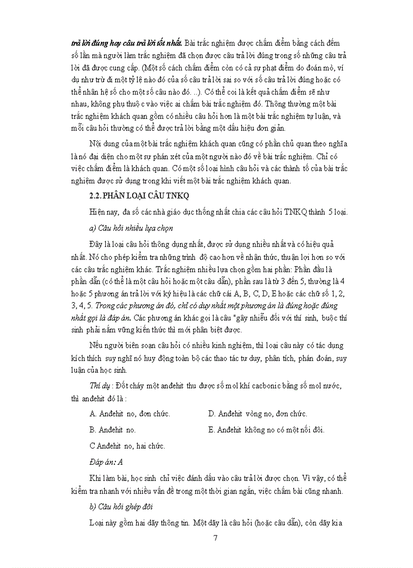 image for page TRắc nghiệm khách quan hóa học chương trình THPT