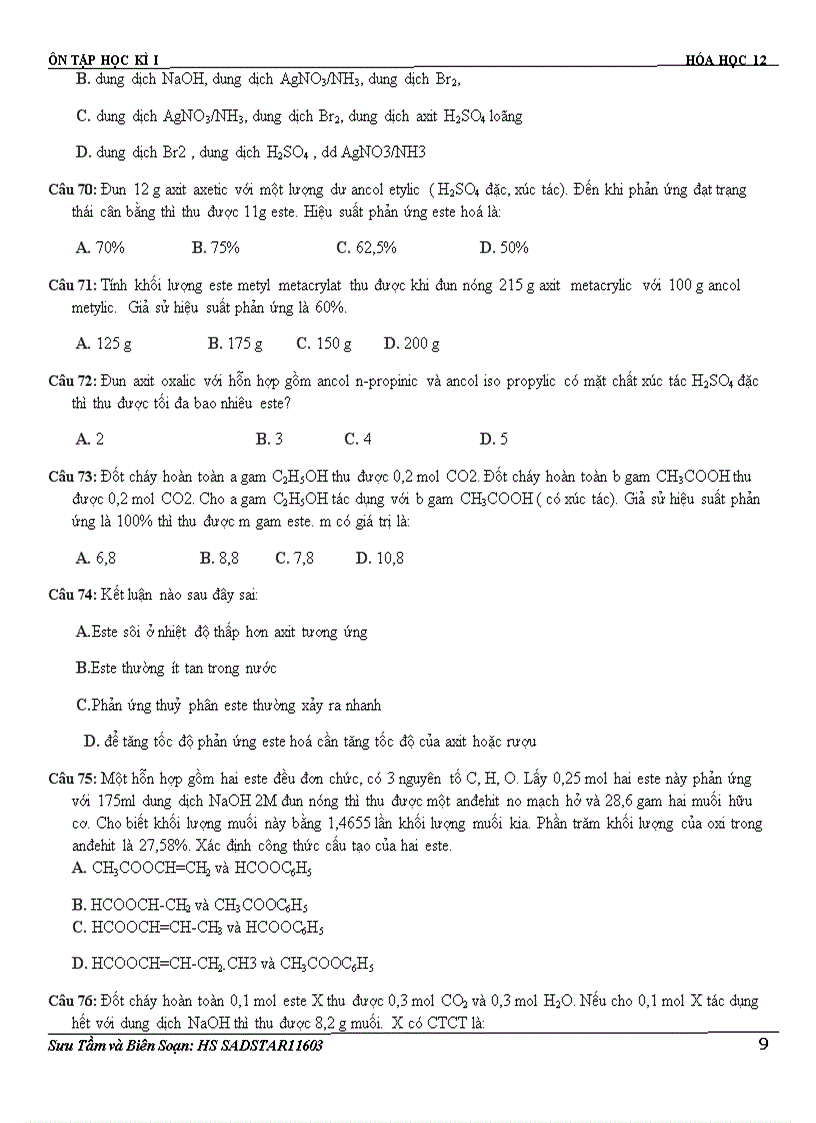 image for page Trắc Nghiệm Ôn HK1 Lớp 12