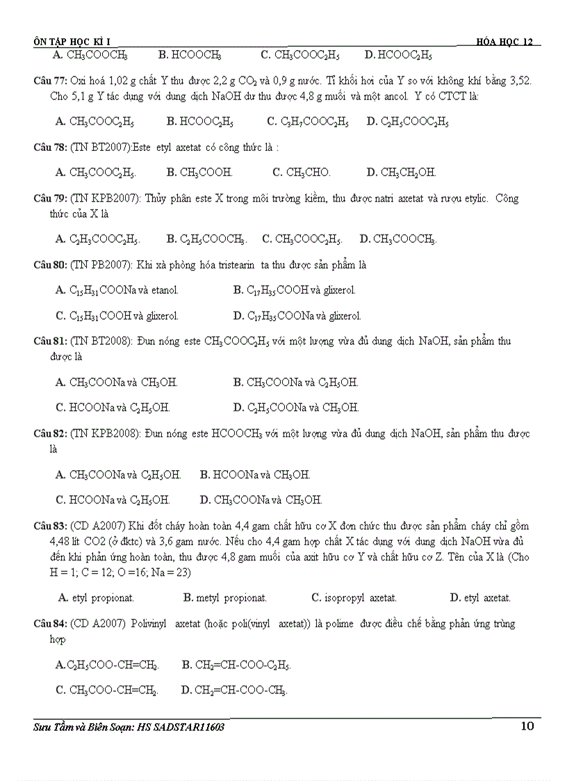 image for page Trắc Nghiệm Ôn HK1 Lớp 12