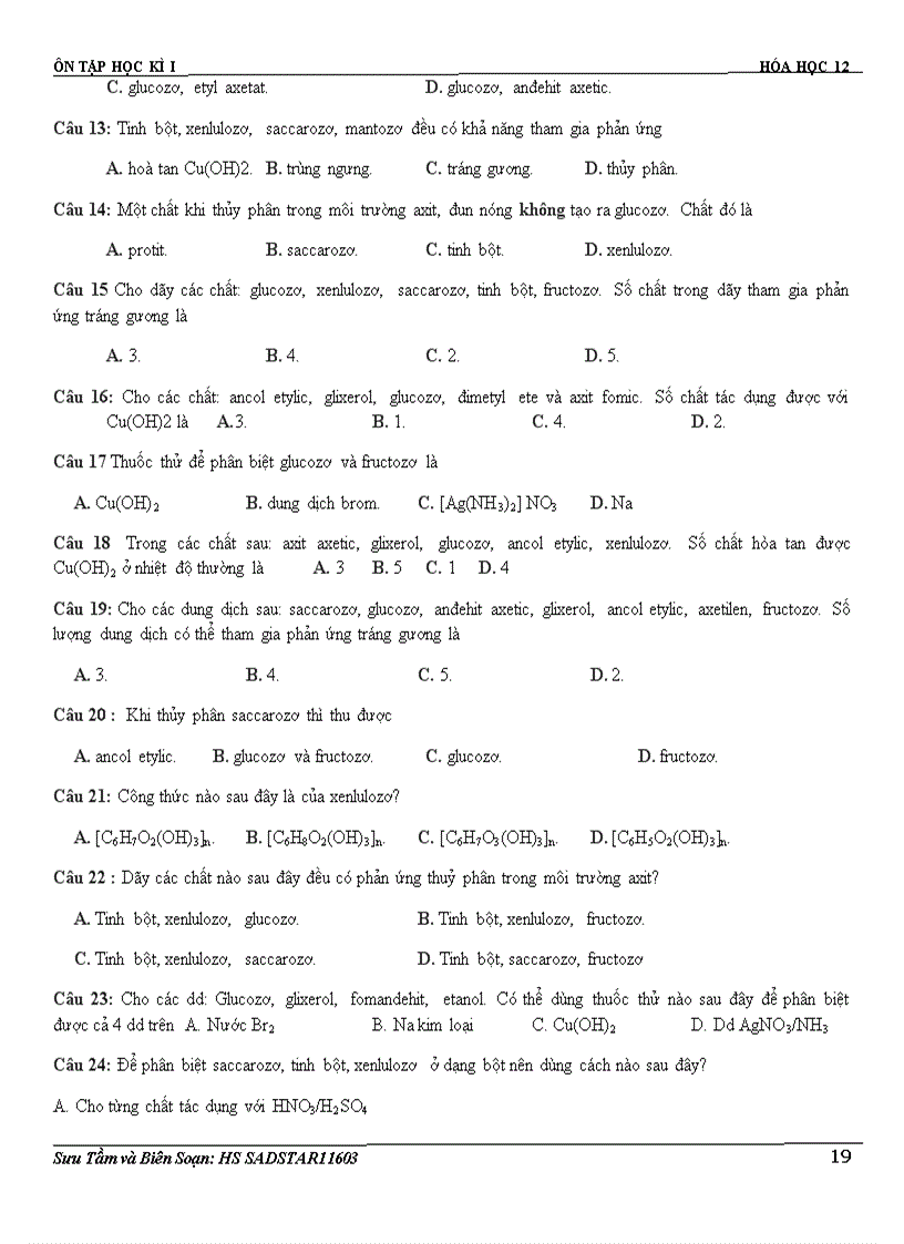 image for page Trắc Nghiệm Ôn HK1 Lớp 12