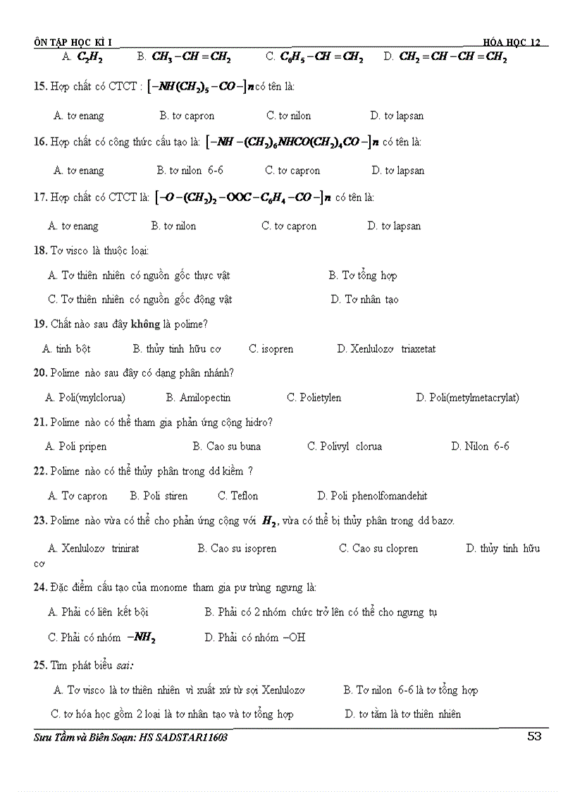 image for page Trắc Nghiệm Ôn HK1 Lớp 12