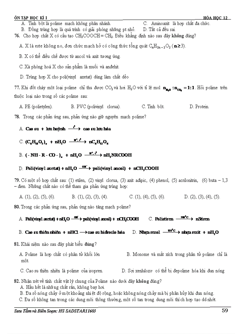 image for page Trắc Nghiệm Ôn HK1 Lớp 12