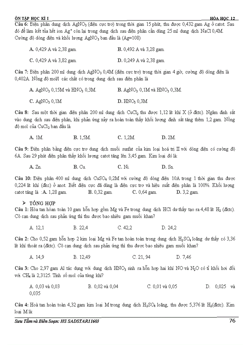 image for page Trắc Nghiệm Ôn HK1 Lớp 12