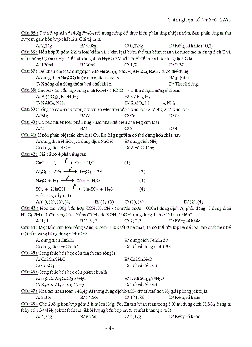 image for page Trắc nghiệm ôn tập kim loại