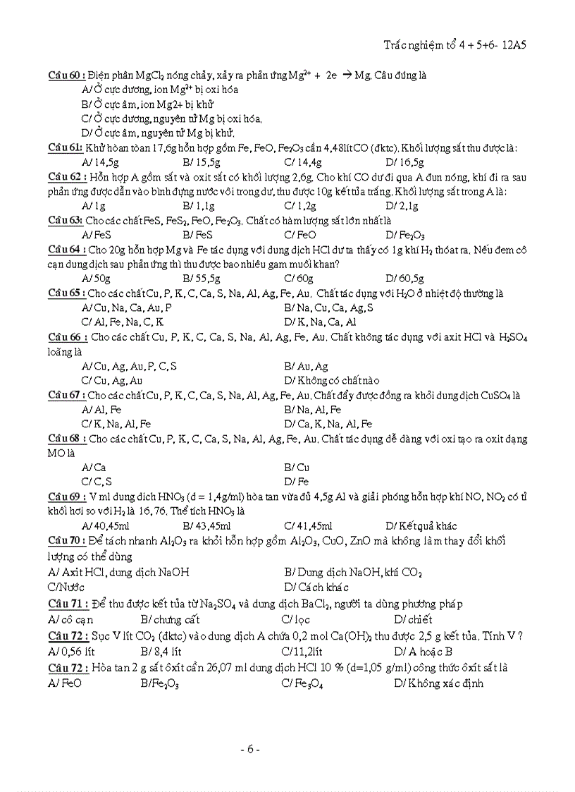 image for page Trắc nghiệm ôn tập kim loại