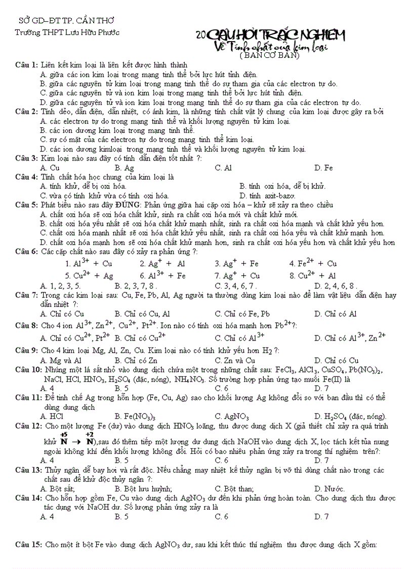 image for page Trac nghiem tinh chat vat ly cua kim loai