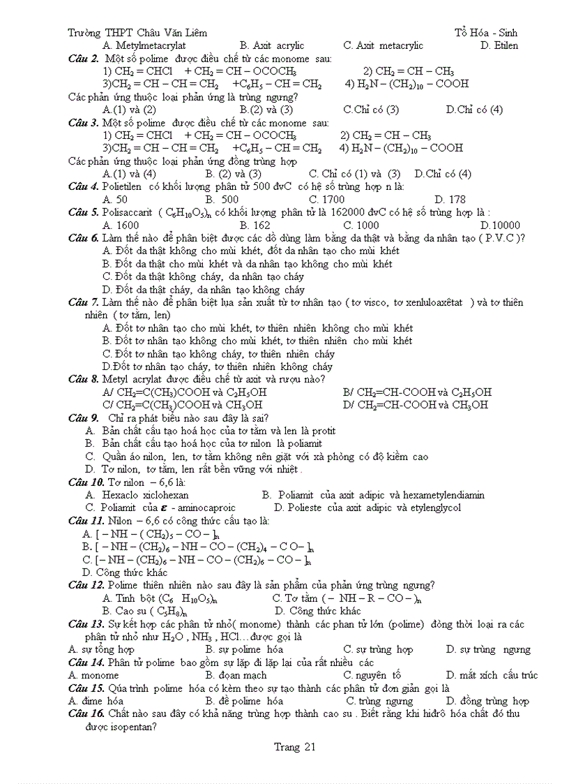 image for page Tron bo cau hoi hoc ki i hot