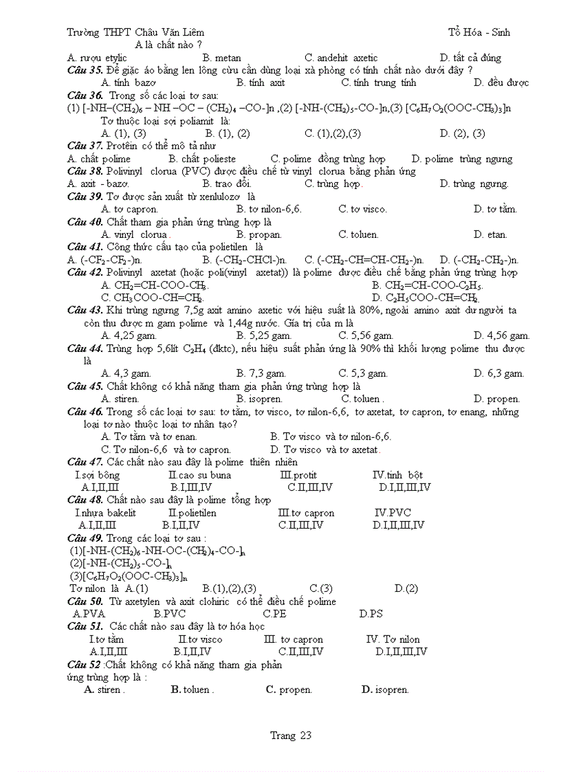 image for page Tron bo cau hoi hoc ki i hot