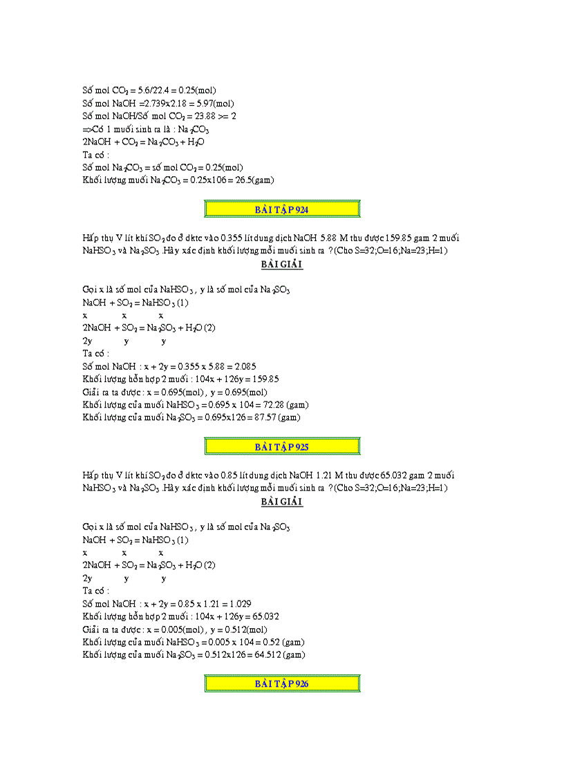 image for page 1000 bai toan ve CO2 và SO2