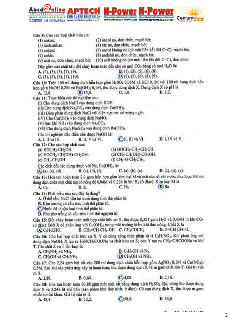 image for page Đề thi TS ĐH khối B môn Hóa năm 2009