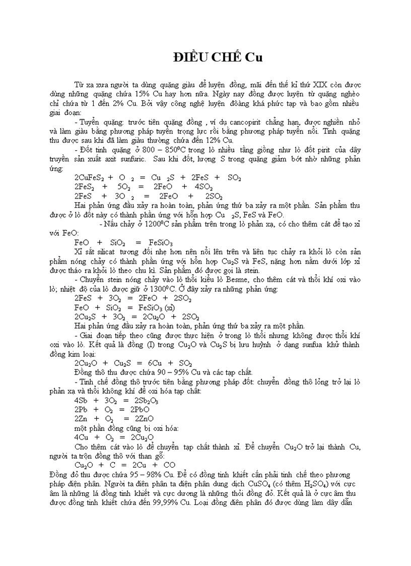 image for page 1 CÁCH ĐIỀU CHẾ Cu