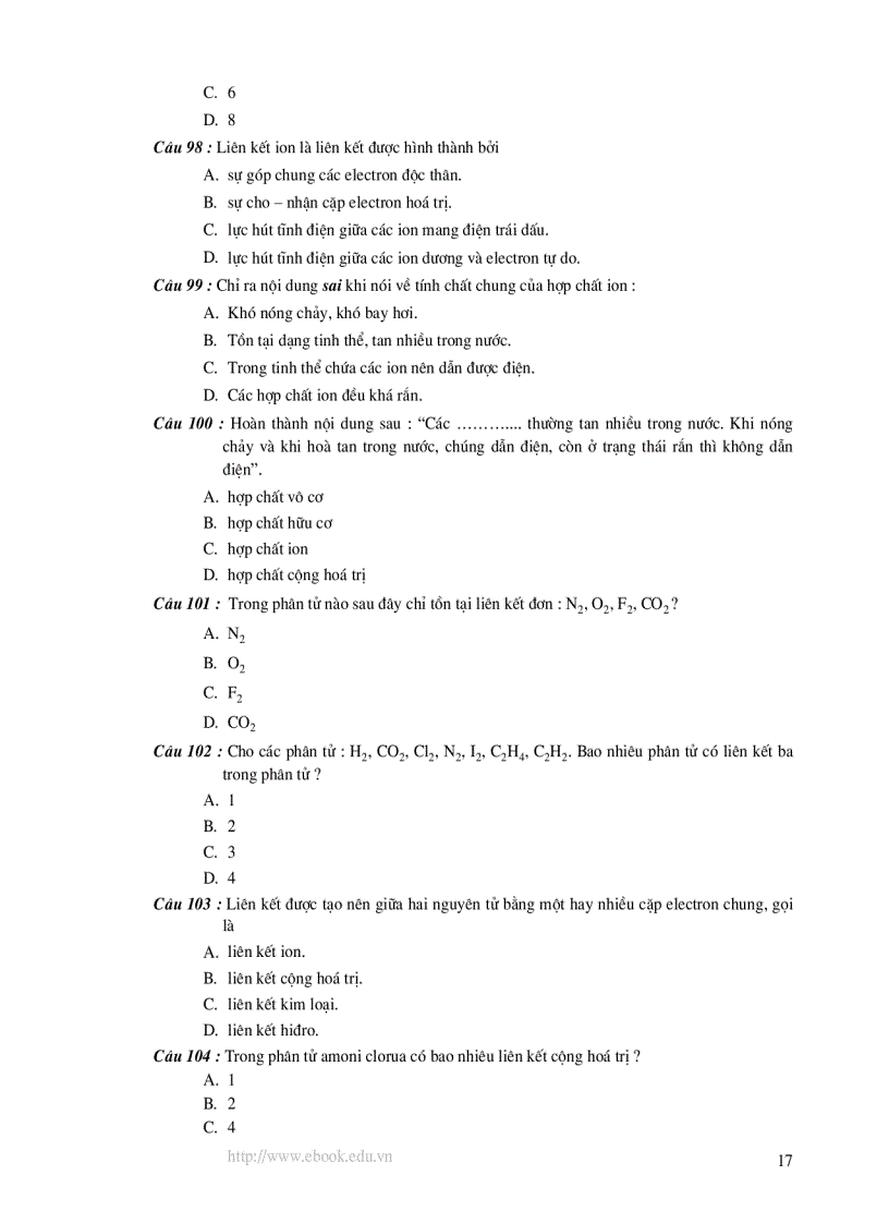 image for page 1000 Bài Trắc Nghiệm Hóa Học