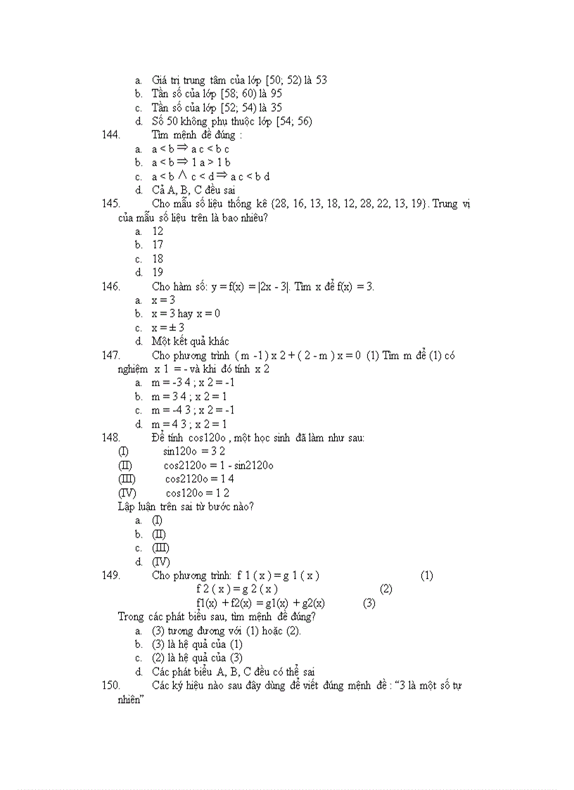 image for page 150 câu trác nghiệm hay