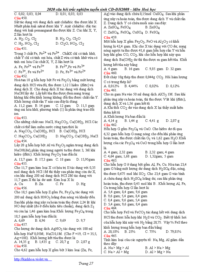 image for page 520 câu hỏi TN hóa học có đa